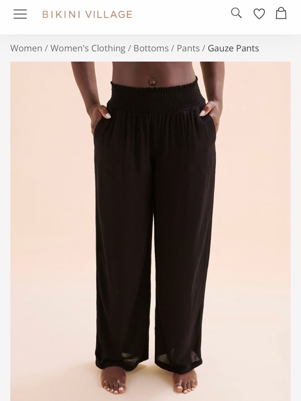 Bikini Village Black Wide-Leg Gauze Pants